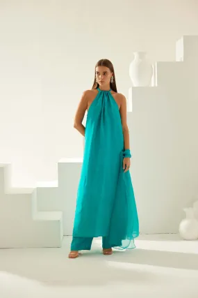 Turquoise Halter Neck Tunic Sets