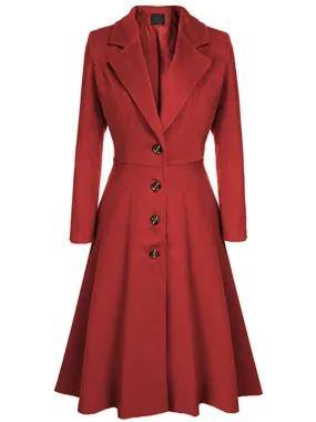 1930s Solid Lapel Long Sleeve Coat