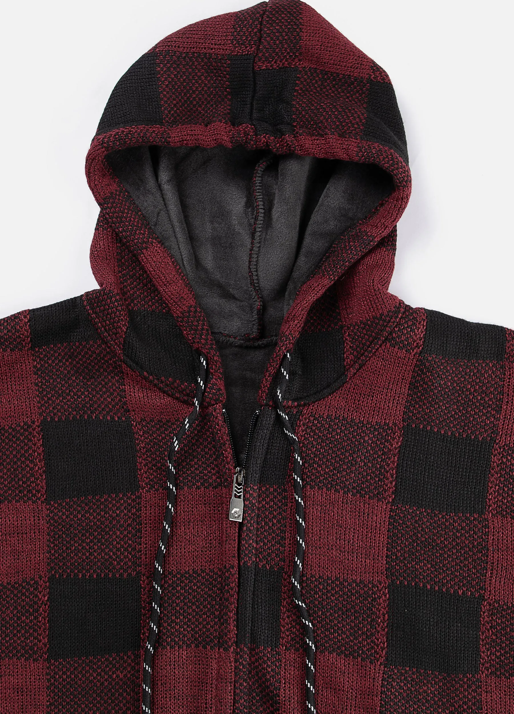 1PA1 Men's Zip Up Fleece Hooded Plaid Jacket Casual Hoodie Sweatshirt Coat