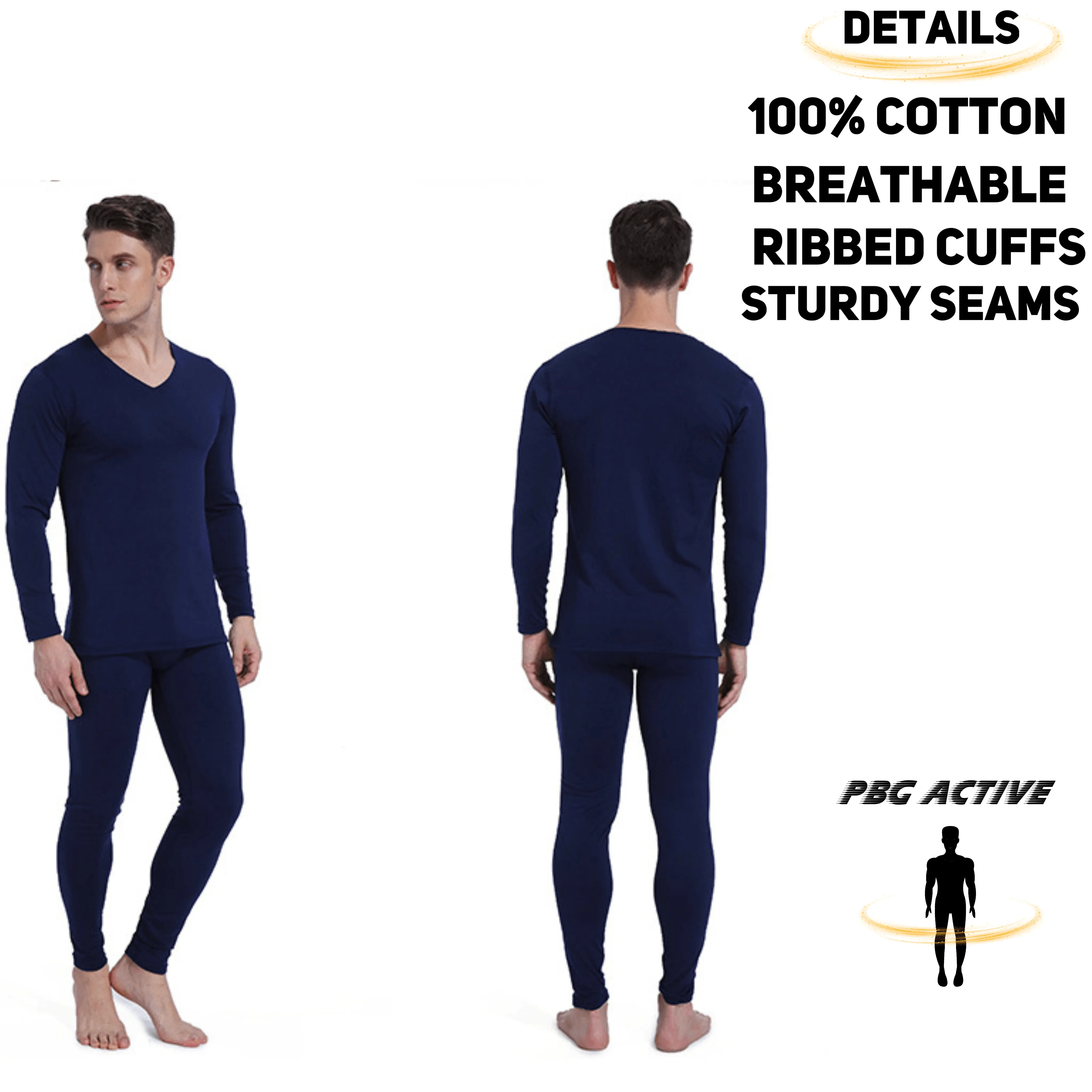 2 Pair Men's 2-Piece Cotton Thermal Set with Shirt & Pants (4 pieces) S-XL