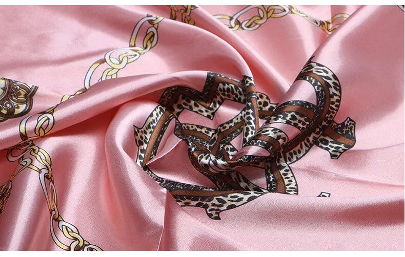 35” Large Satin Square Head Scarf, Silk Like Floral Head Scarves Square Satin Bandanas for Women