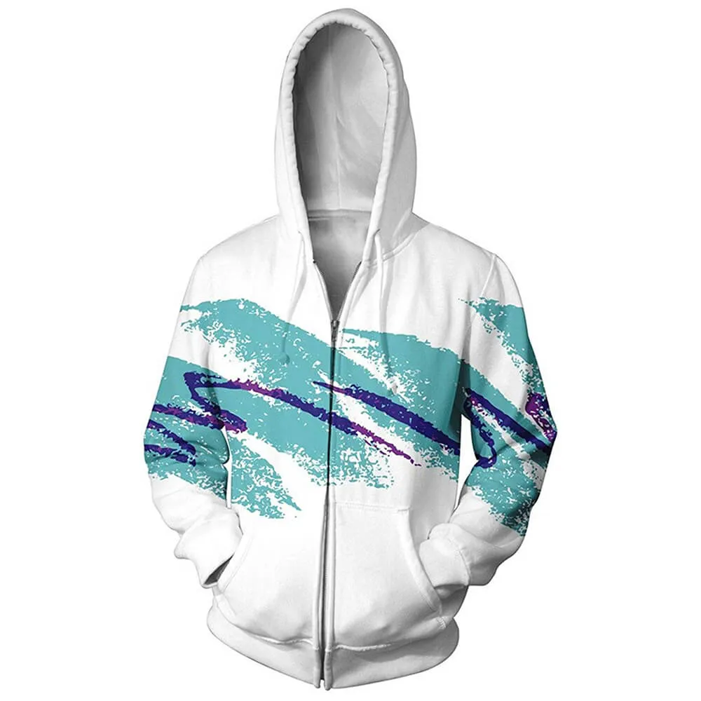 90s Paper Cup Zip Up Funny Hoodie