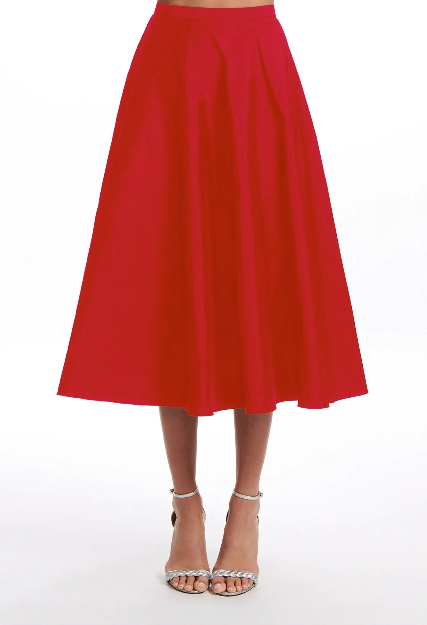 A-LINE TAFFETA MIDI SKIRT SUNTAN