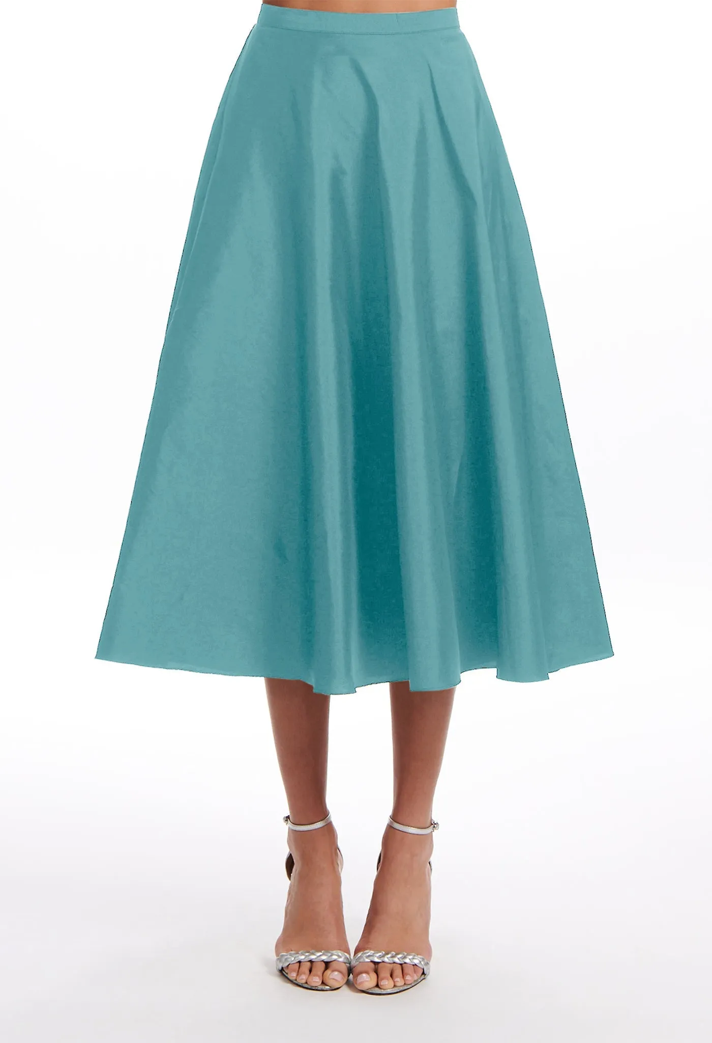 A-LINE TAFFETA MIDI SKIRT SUNTAN