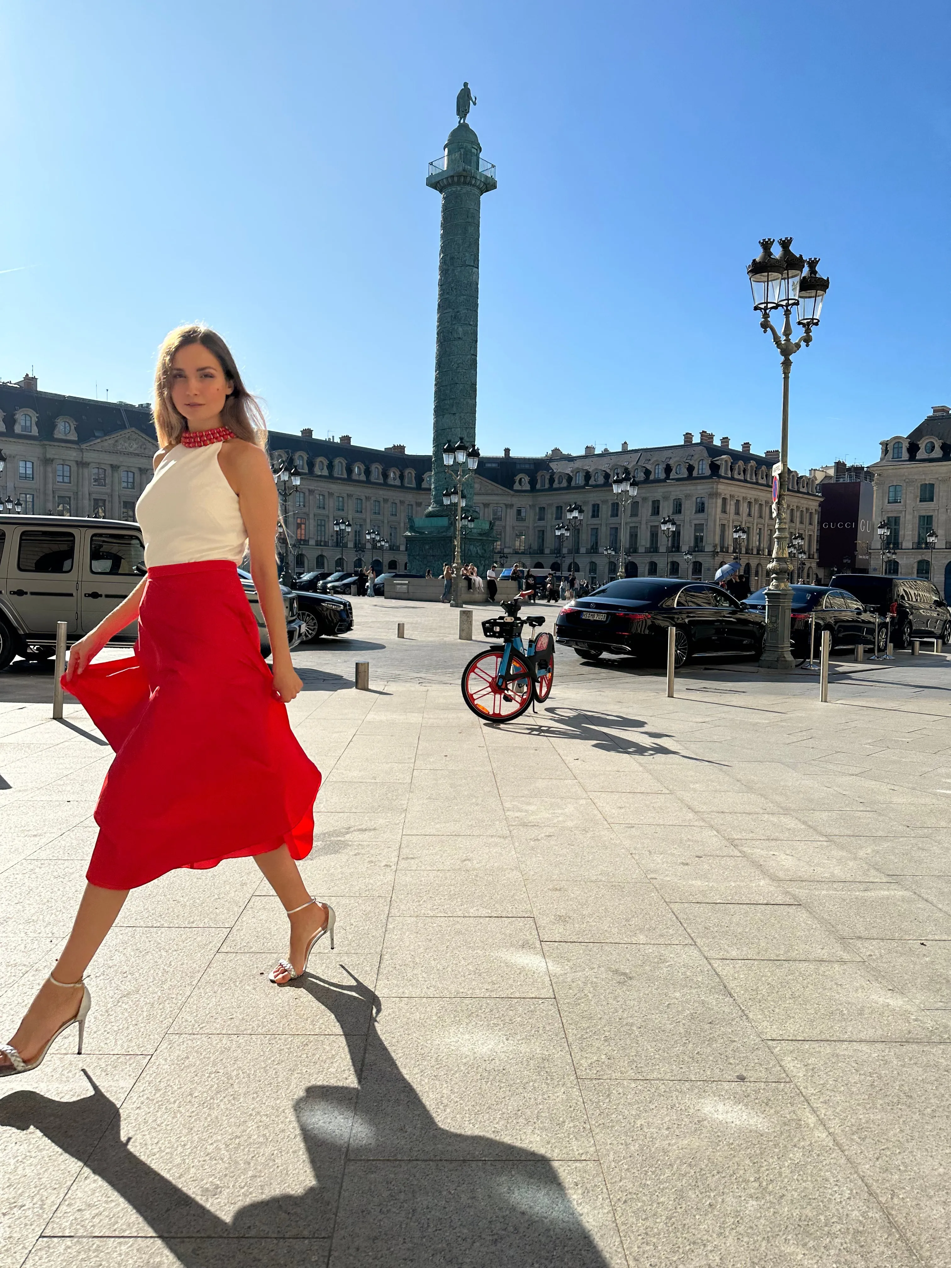 A-LINE TAFFETA MIDI SKIRT SUNTAN