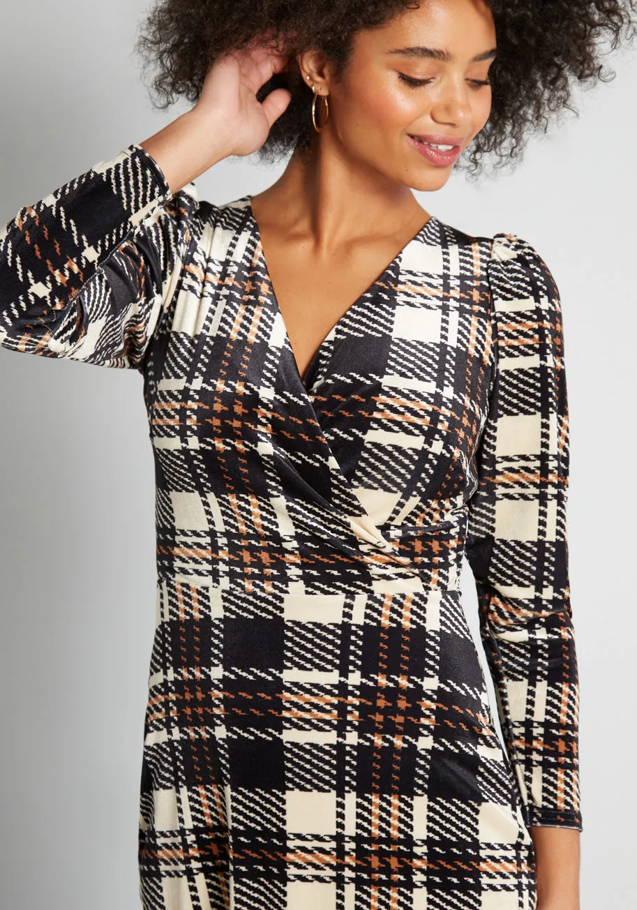 A Plaid Habit Midi Dress