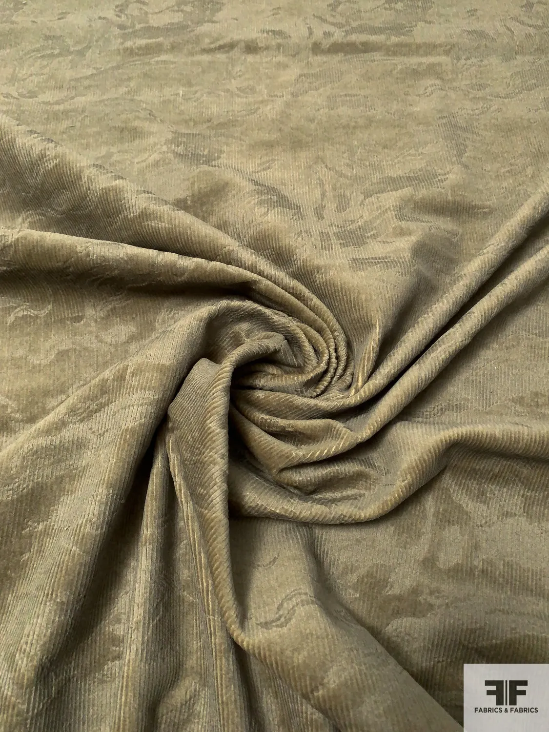 Abstract Embossed Stretch Cotton Corduroy - Light Clay