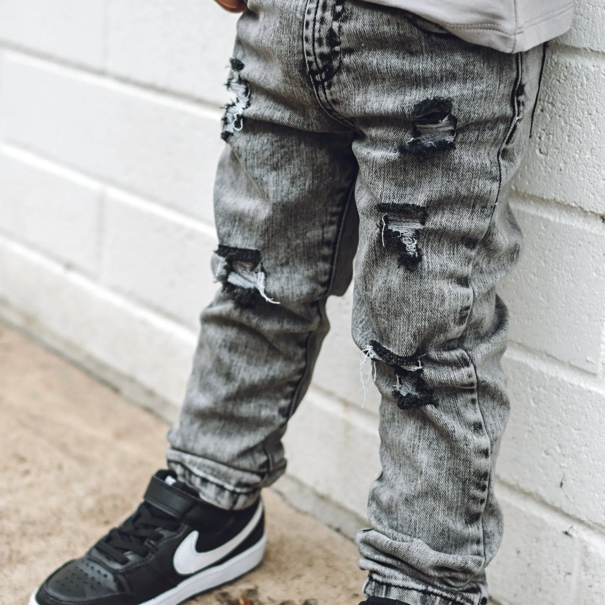 Acid Wash Grey Denim Pants