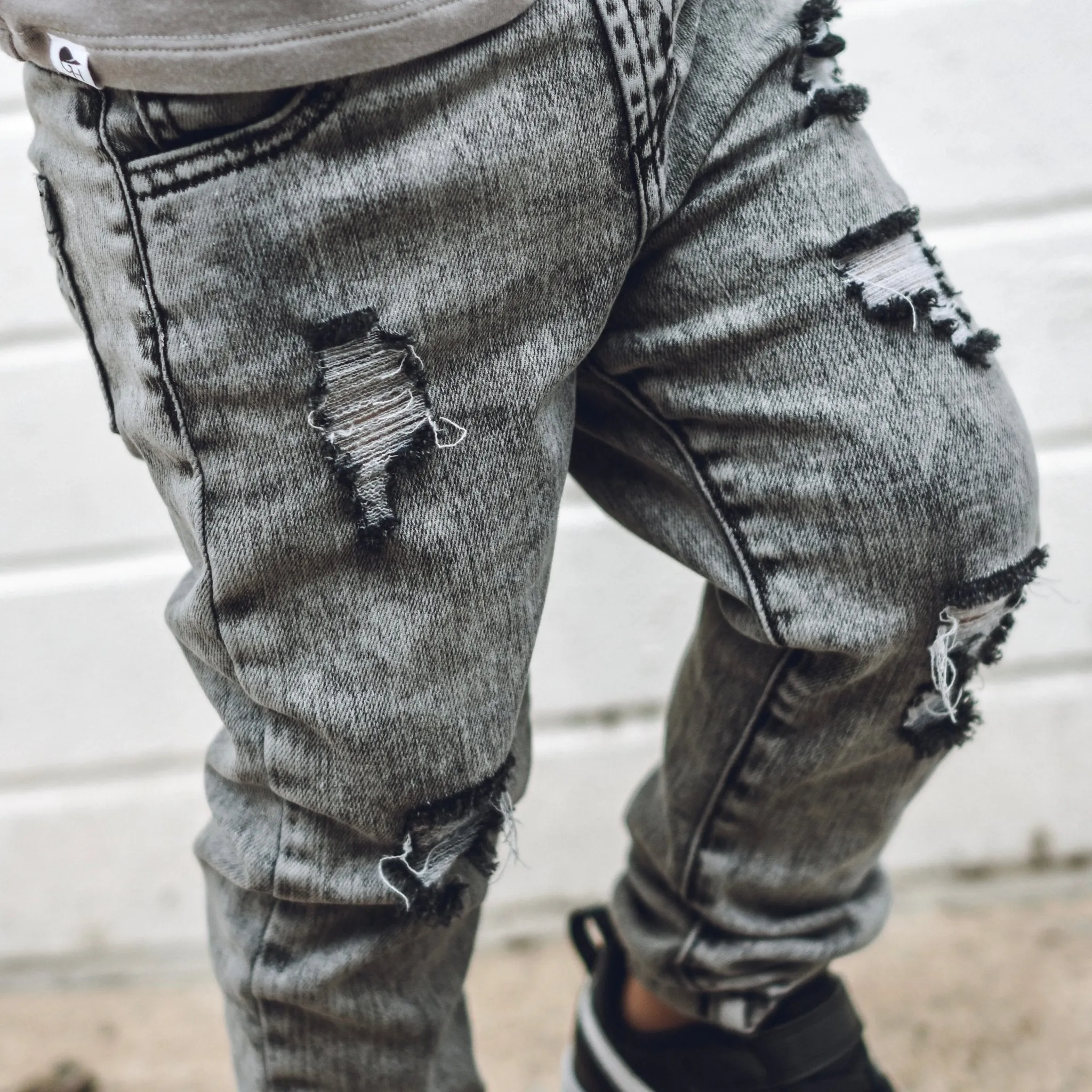 Acid Wash Grey Denim Pants