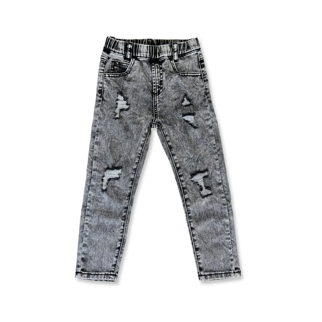 Acid Wash Grey Denim Pants