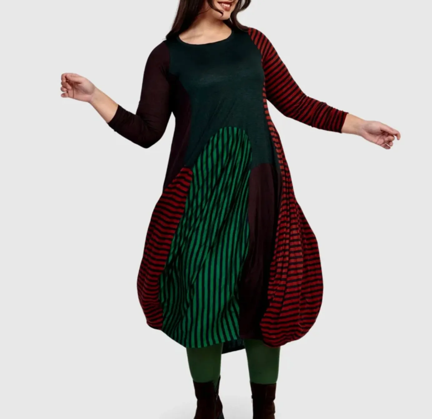 AD510S Juno Crew Cocoon Stripe Dress