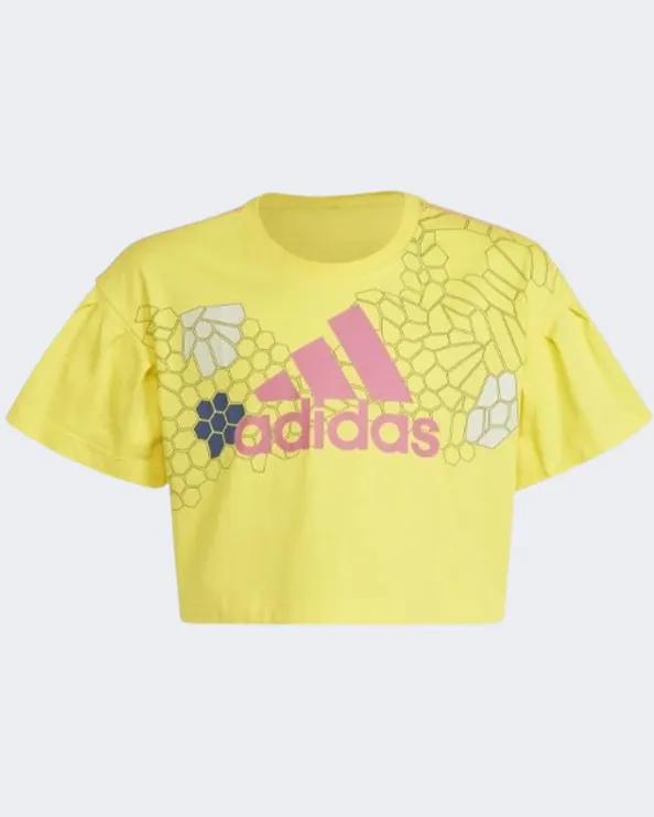 Adidas Power Cropped Girls Training T-Shirt Yellow Hl2359