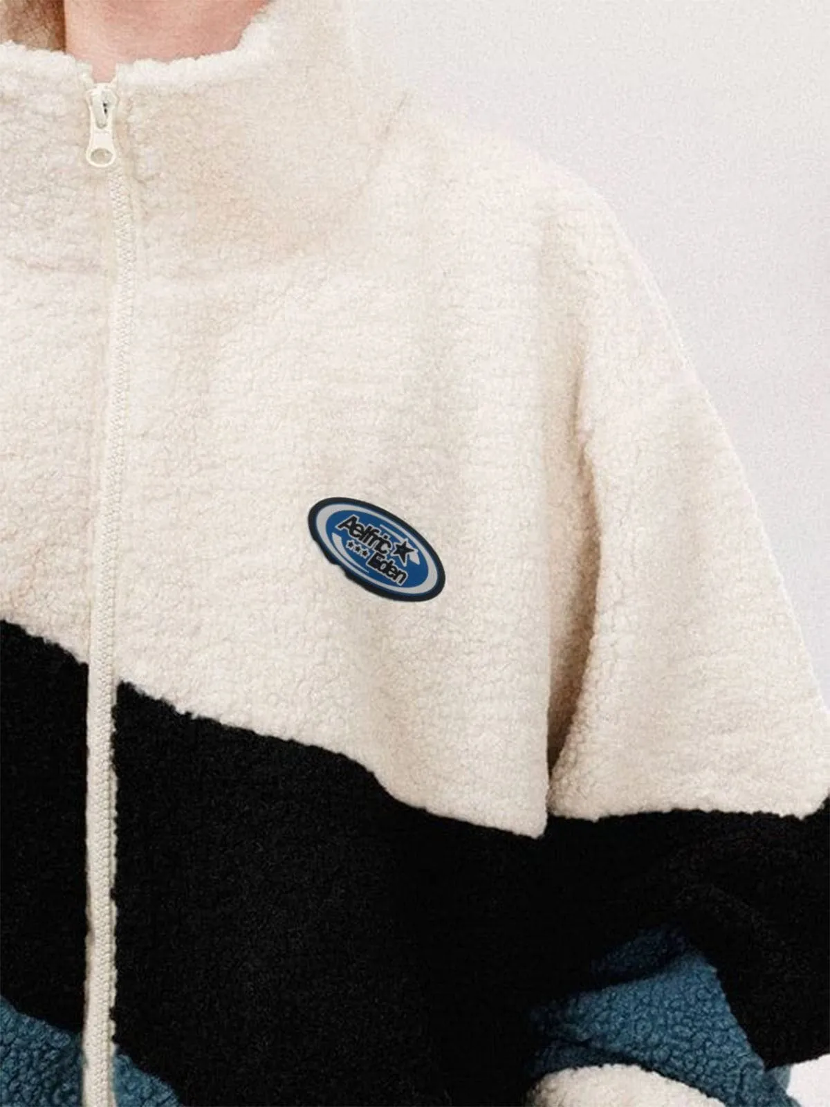 Aelfric Eden Three-color Patchwork Sherpa Coat