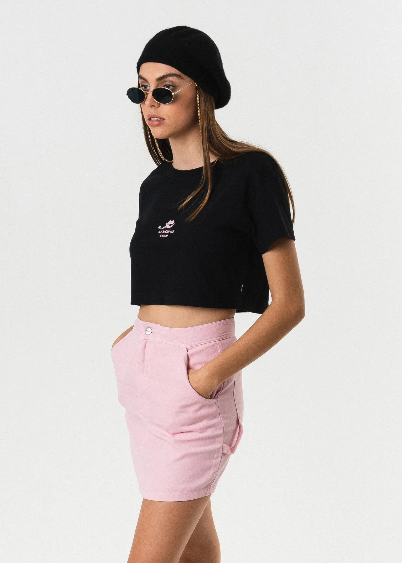 Afends Womens Sunshine Soon - Wide Neck Cropped Tee