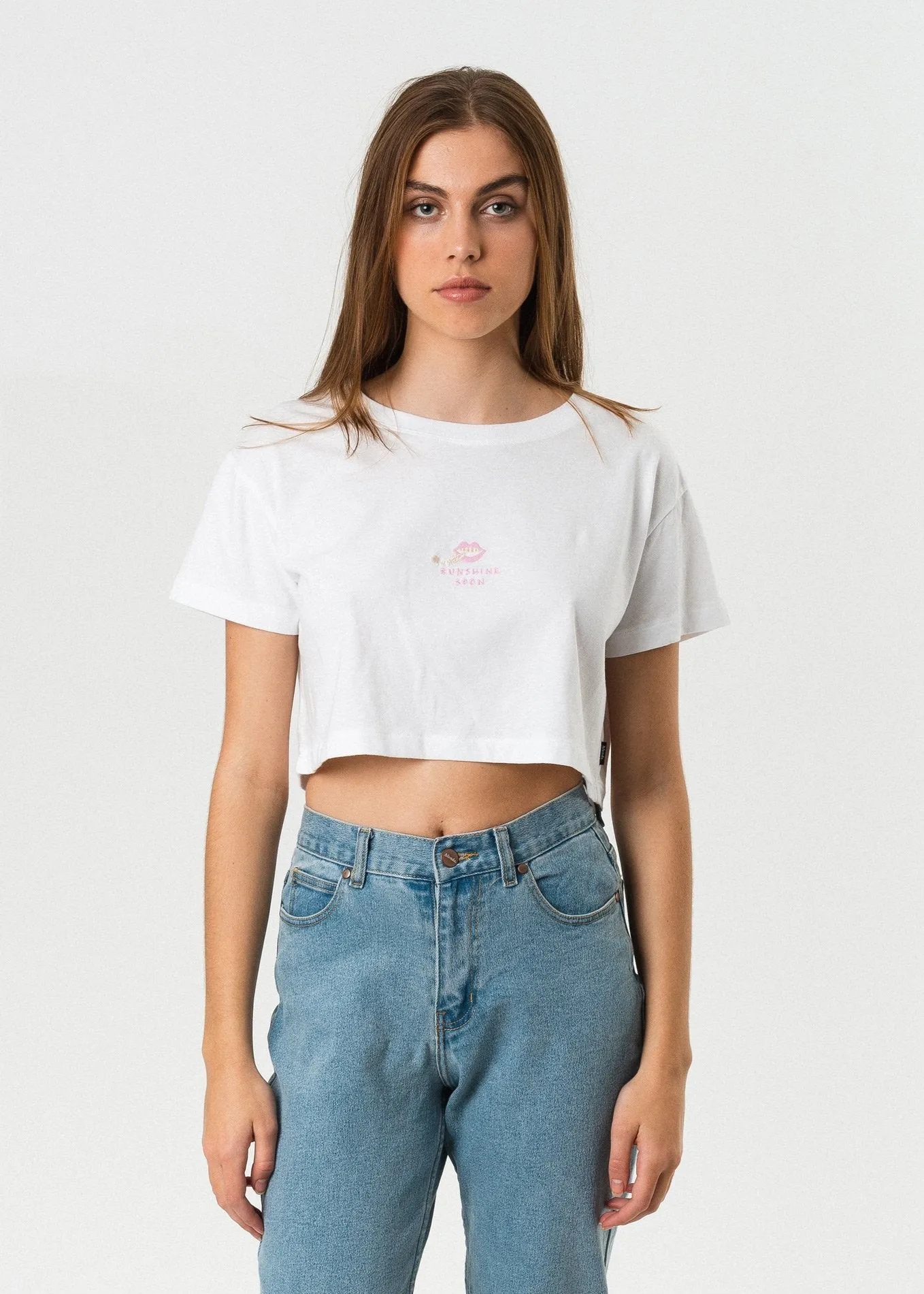 Afends Womens Sunshine Soon - Wide Neck Cropped Tee