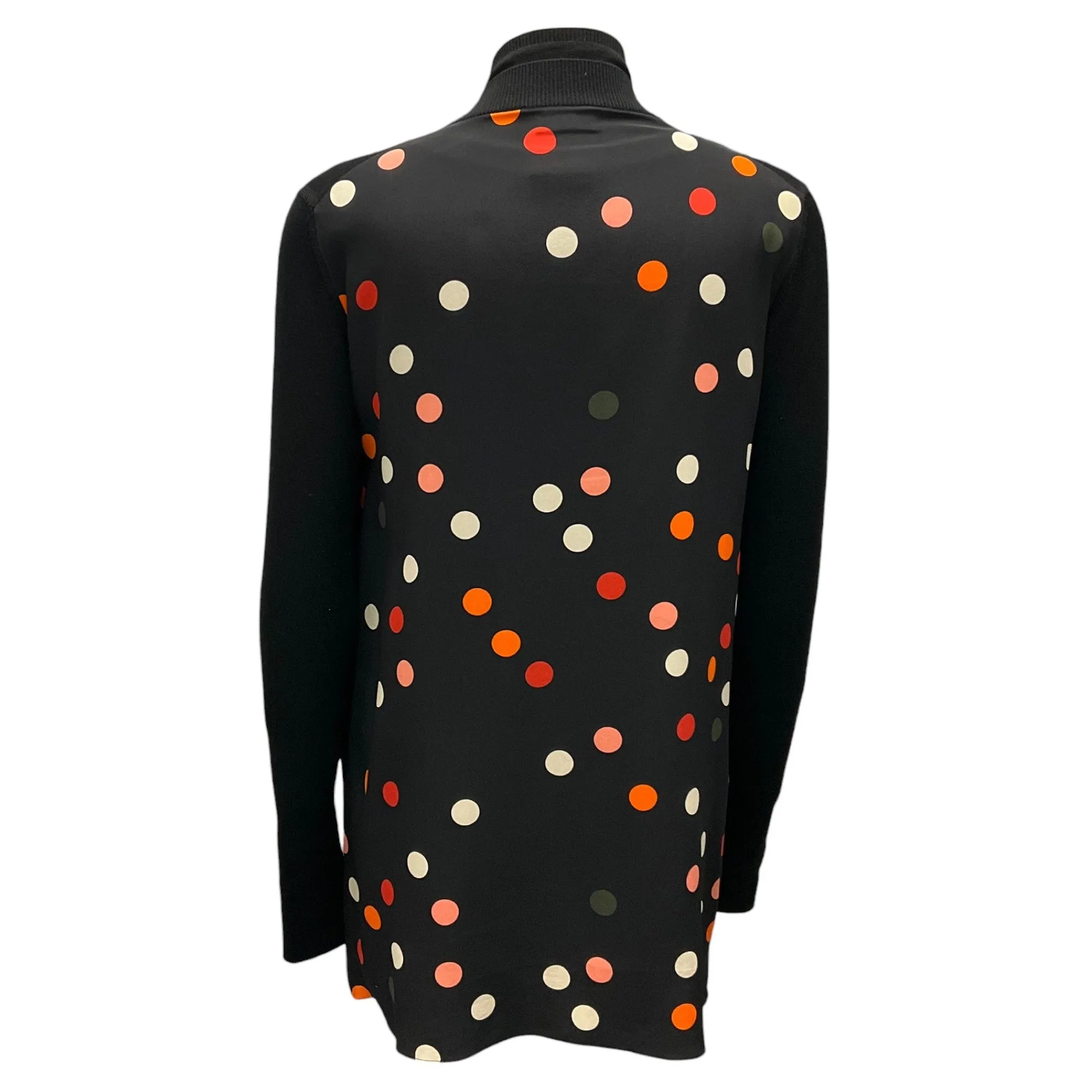 Akris Punto Black Multi Polka Dot Printed Silk and Wool Knit Tank Top and Cardigan Two-Piece Sweater Set