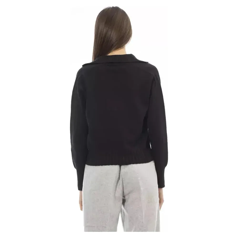 Alpha Studio Black Wool Women Sweater