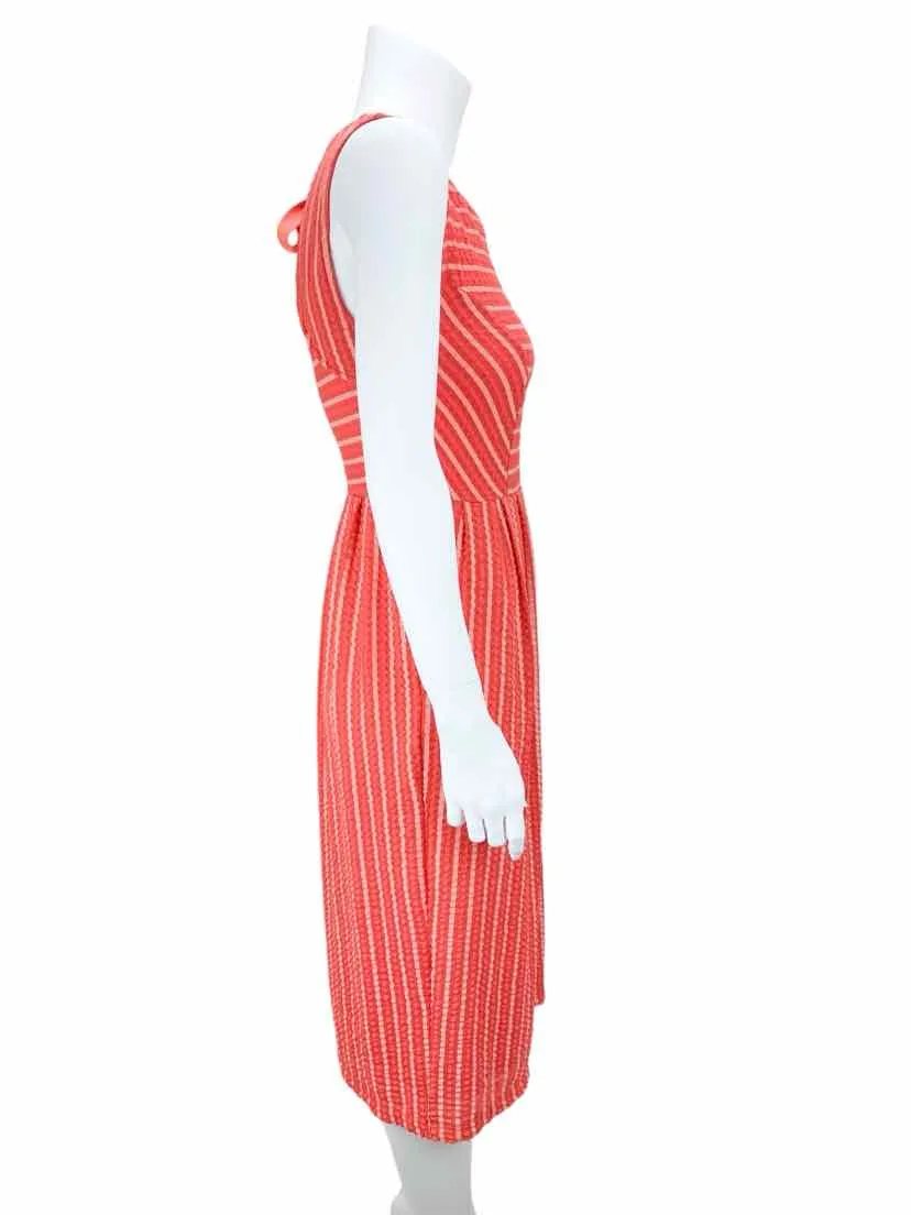 Anthropologie 9-HI5 StCL Women's Stripe Lace Midi Dress Coral Size XS