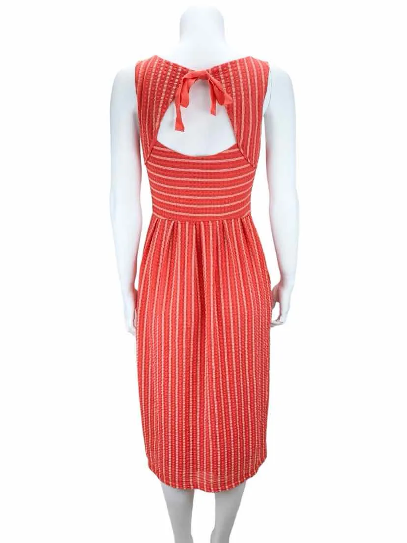 Anthropologie 9-HI5 StCL Women's Stripe Lace Midi Dress Coral Size XS