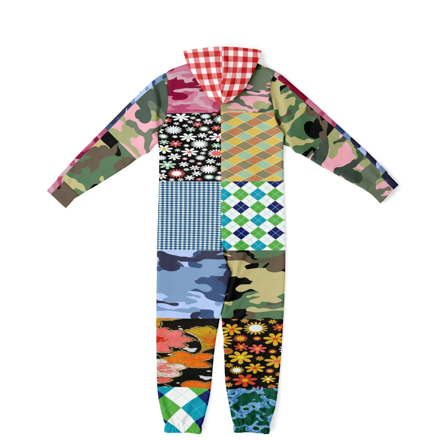 Army Brat Patchwork Unisex Fleece Romper