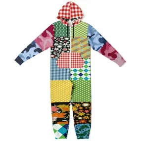 Army Brat Patchwork Unisex Fleece Romper