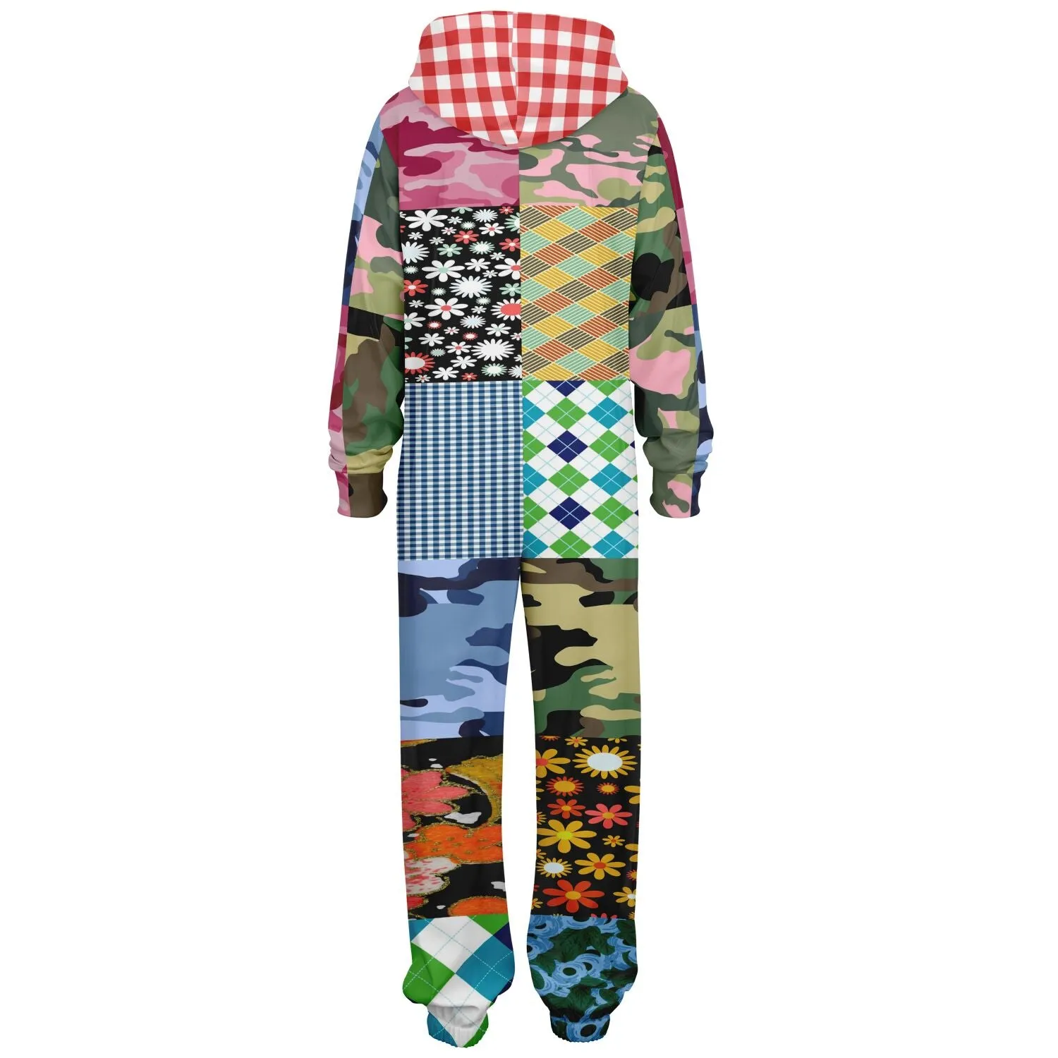 Army Brat Patchwork Unisex Fleece Romper