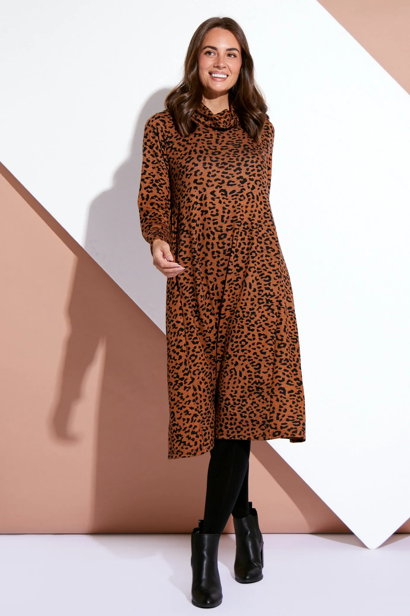 Astrid Tunic Dress - Brown Animal