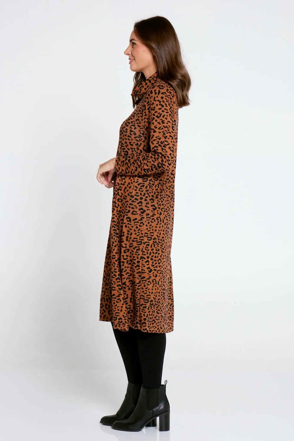 Astrid Tunic Dress - Brown Animal