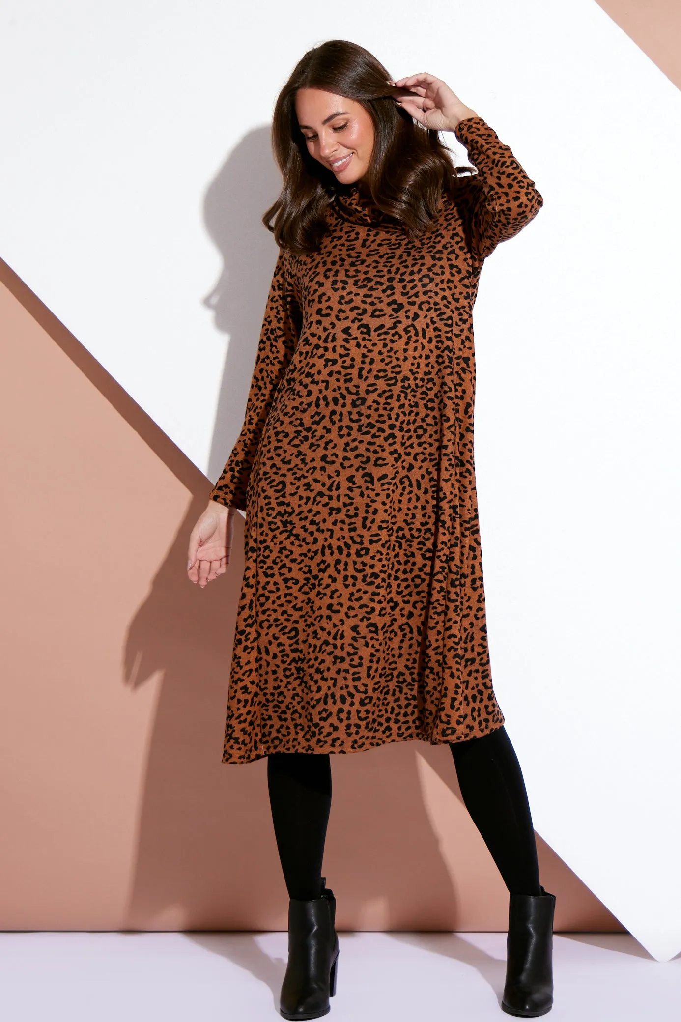 Astrid Tunic Dress - Brown Animal