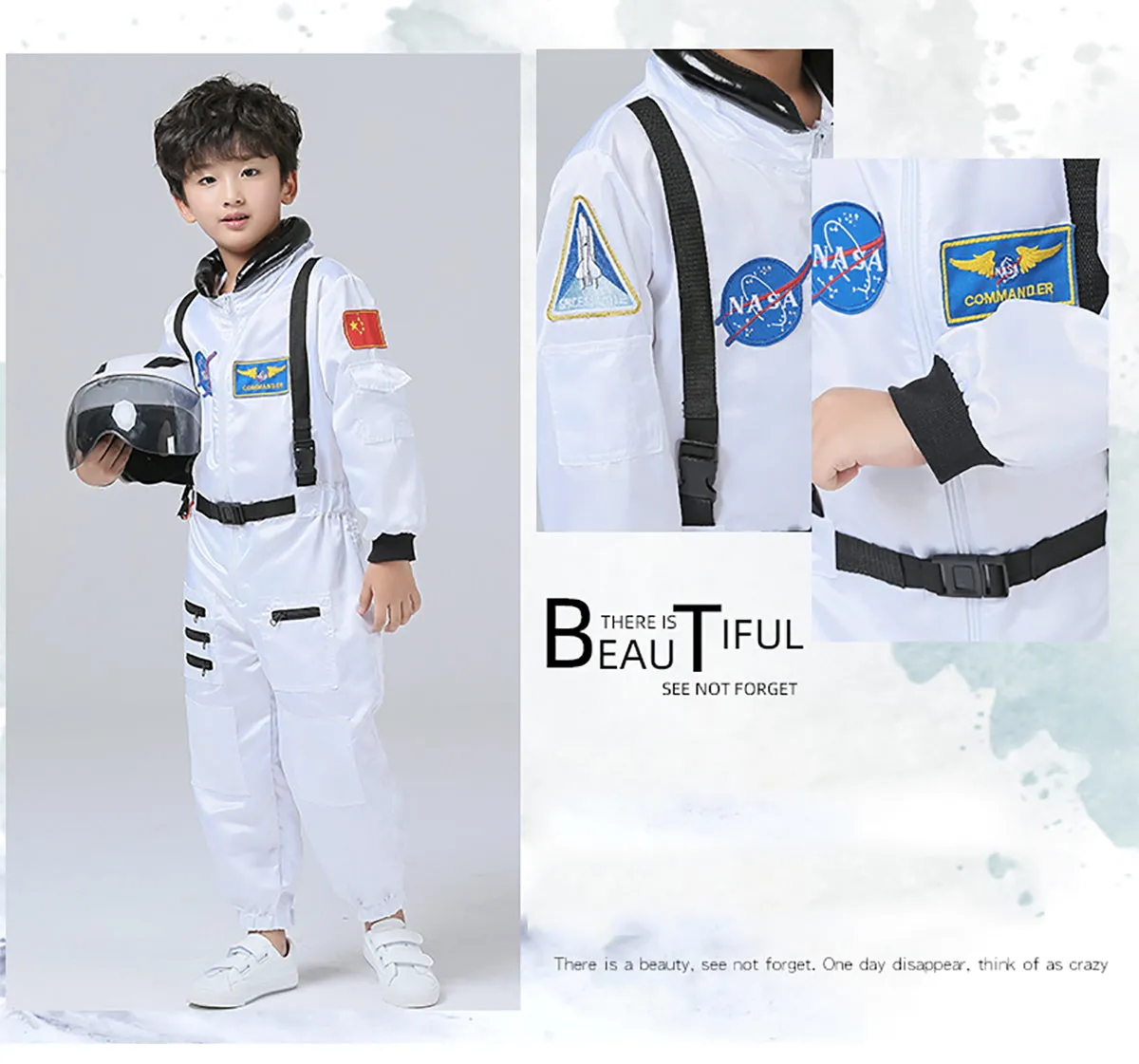 Astronaut Costume Profession Cosplay outfit for Kids White