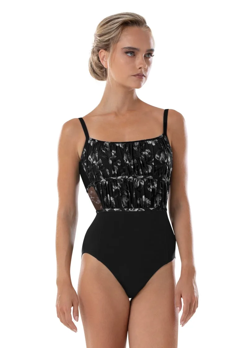 Ayla Floral Camisole Leotard (Black)