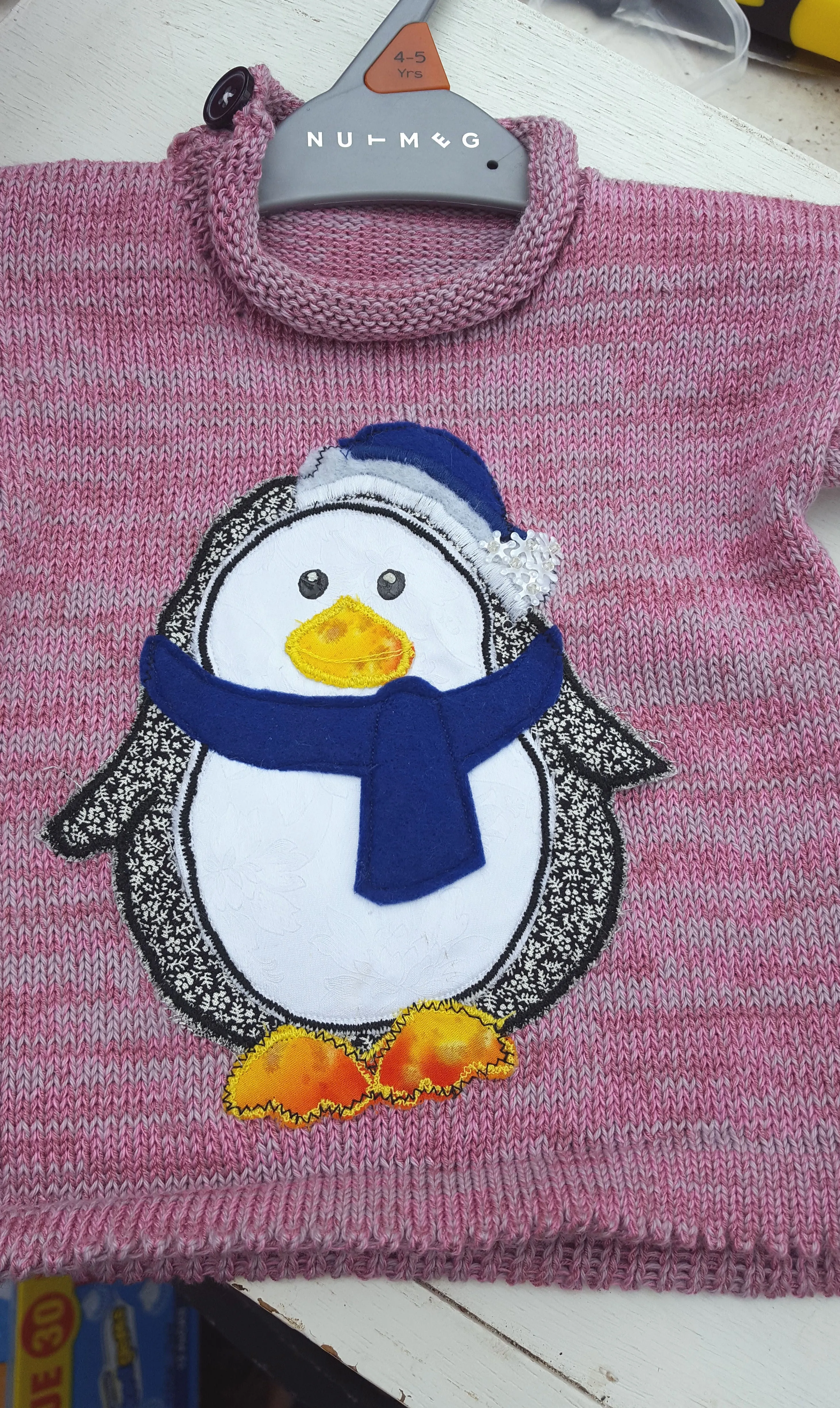 Baby, toddler, penguin jumper, child's sweater ready to ship,