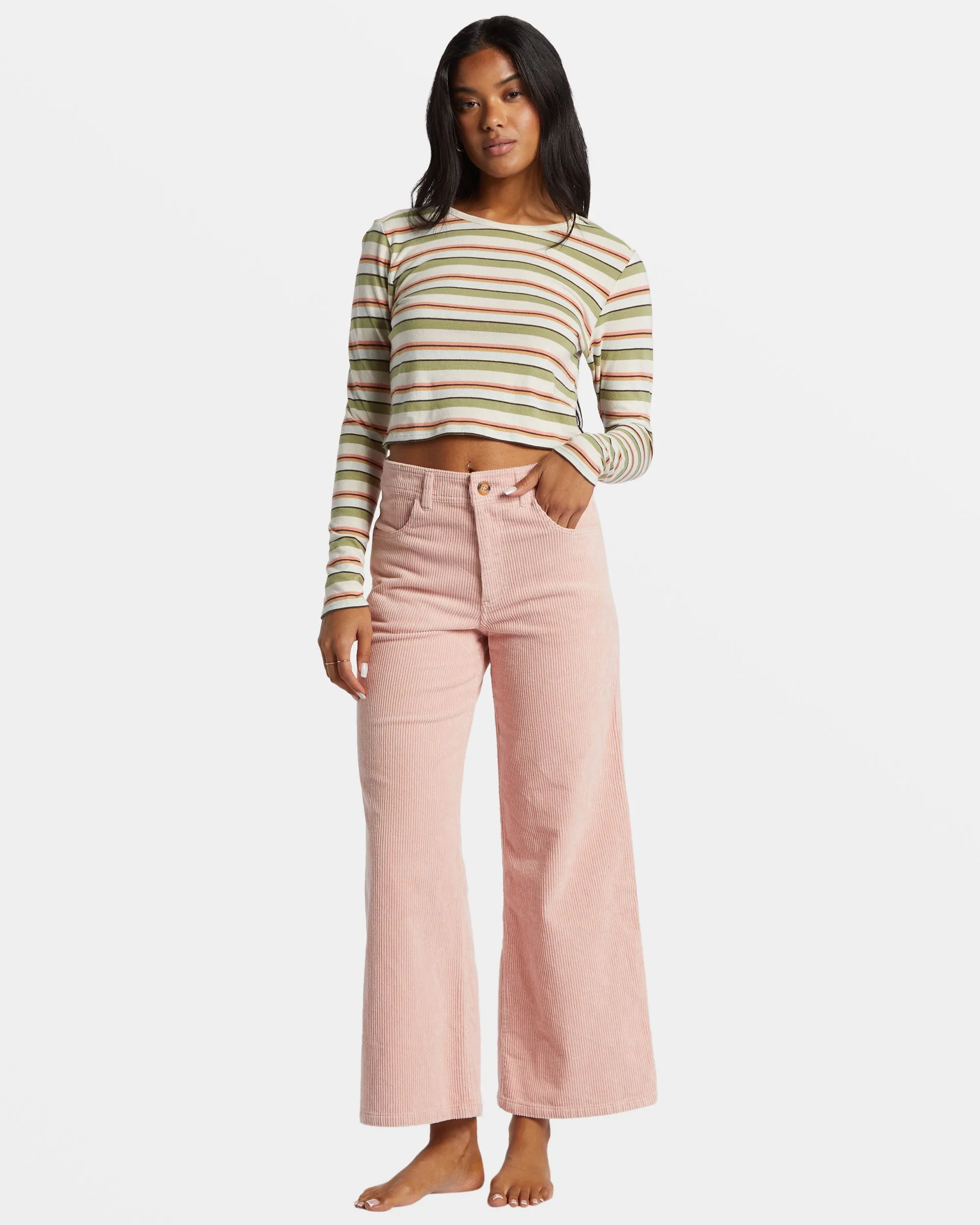 Be Free Corduroy Pants - Dusty Peach