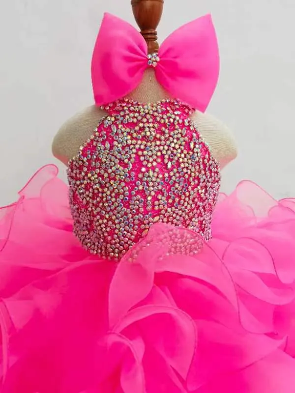 Beauty Glitz Toddler Fuchsia Halter Cupcake Pageant Dress