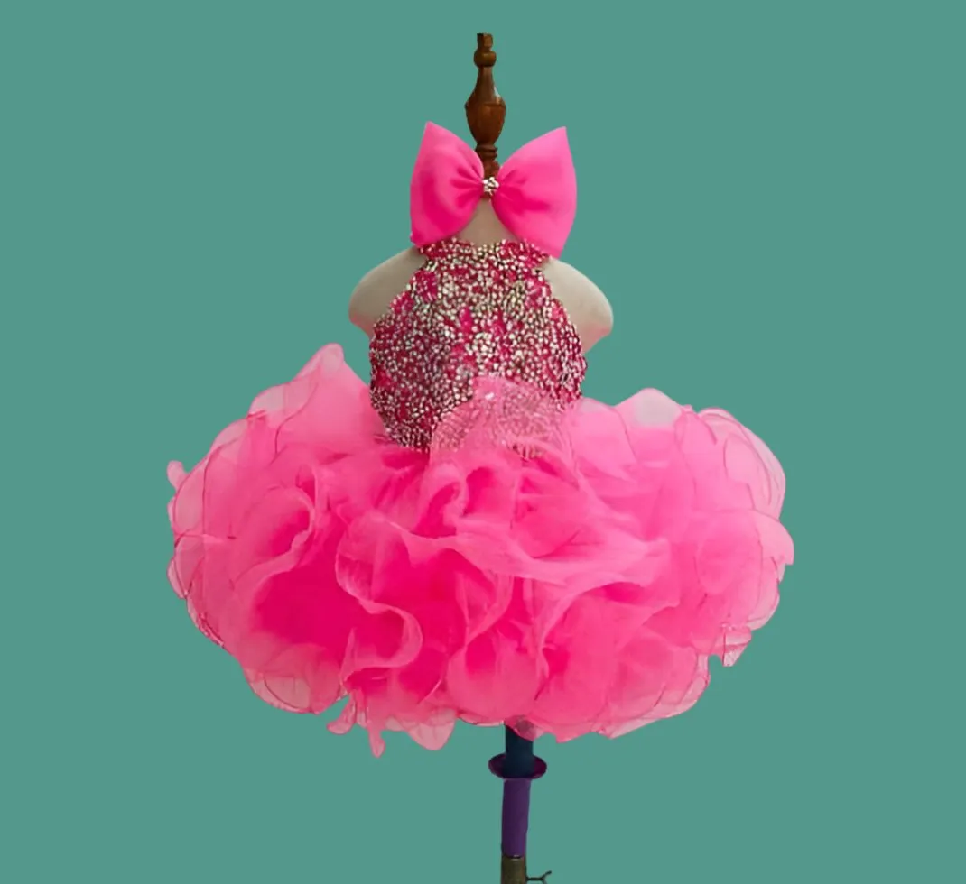 Beauty Glitz Toddler Fuchsia Halter Cupcake Pageant Dress