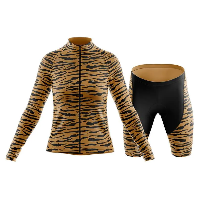 Beige Tiger Print Club Cycling Kit