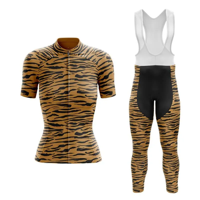 Beige Tiger Print Club Cycling Kit