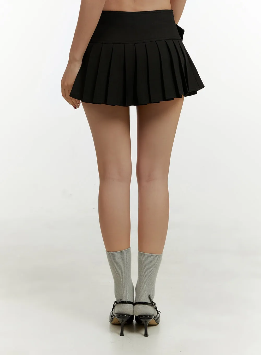 Belted Pleated Mini Skirt CY408