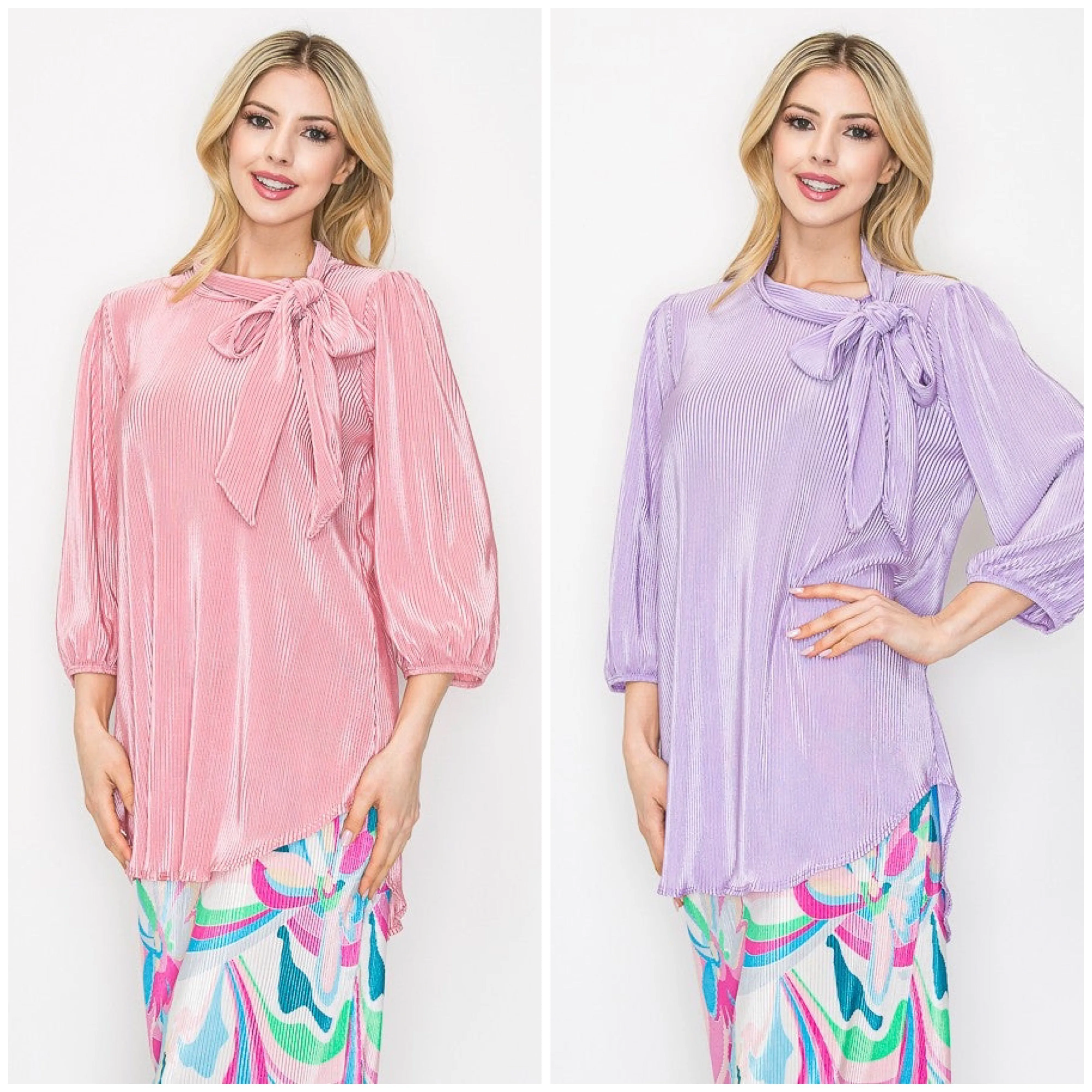 Bethany Bodre Bow Tie Top- Rose or Lavender