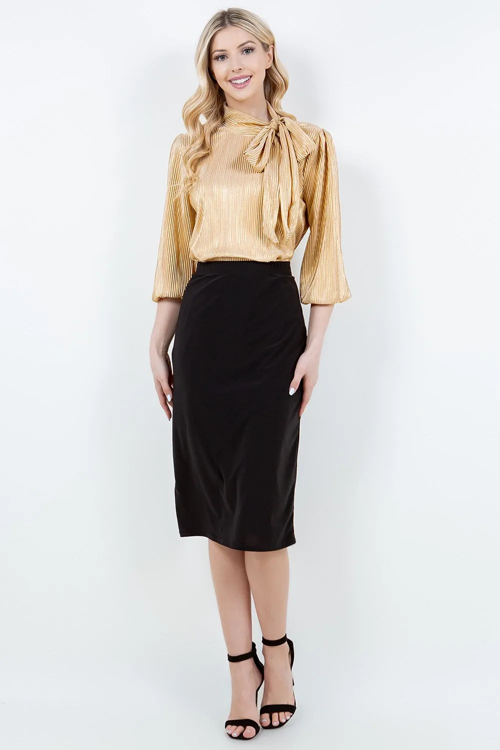 Bethany Bow Tie Top- Gold