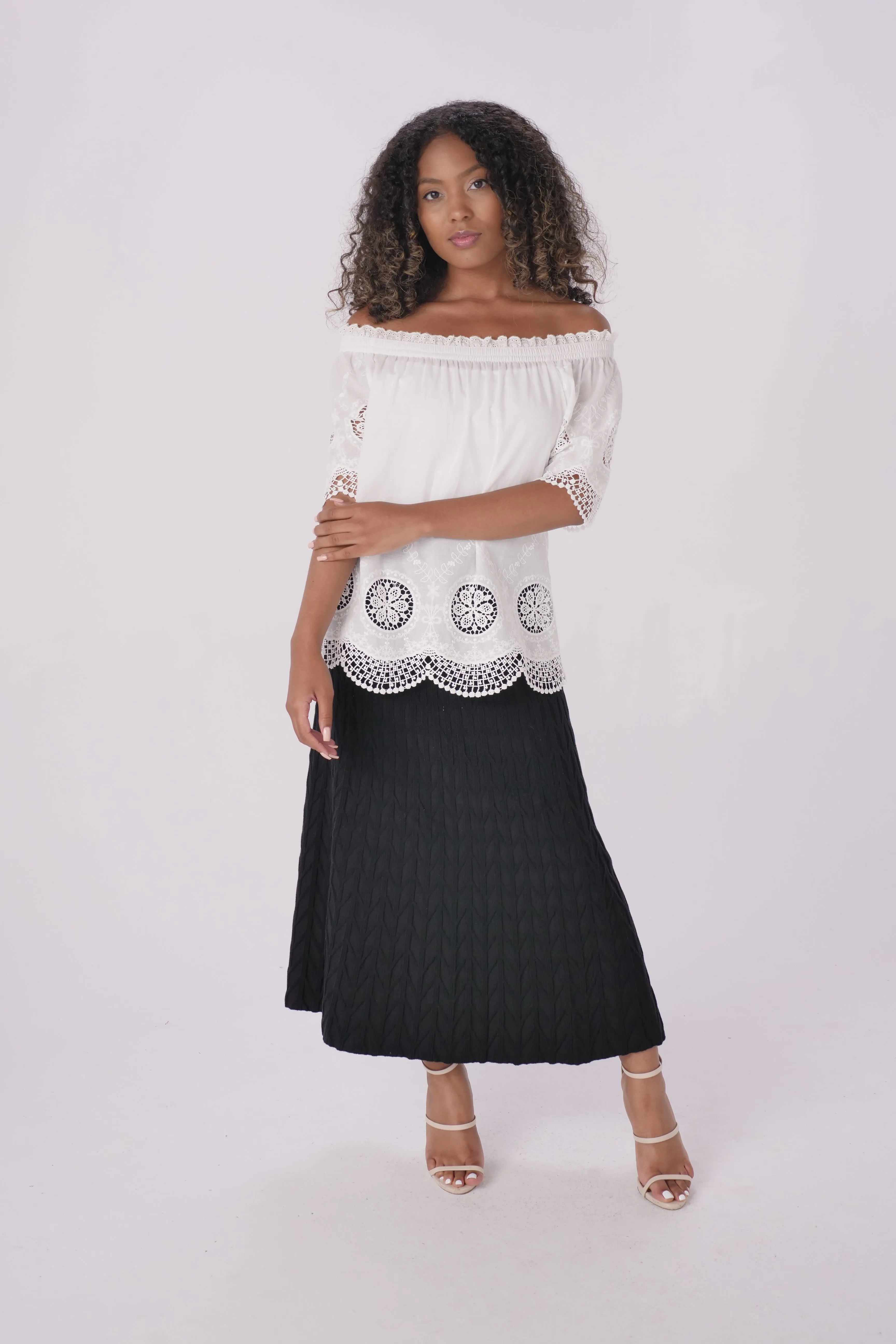 Black Cable Knit Skirt