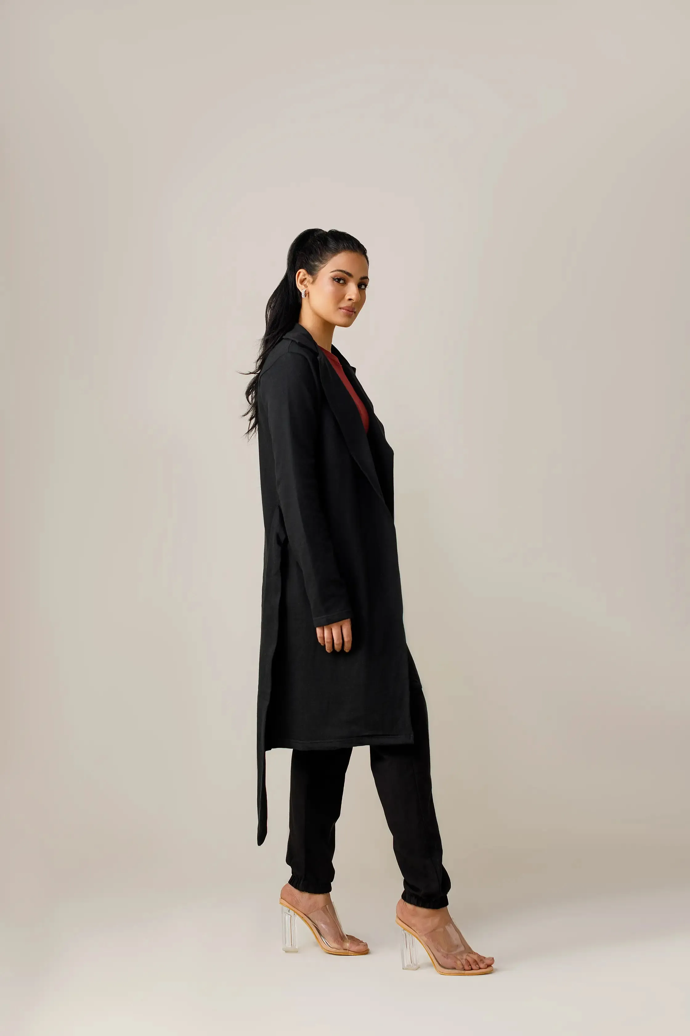 Black Long Lapel Coat