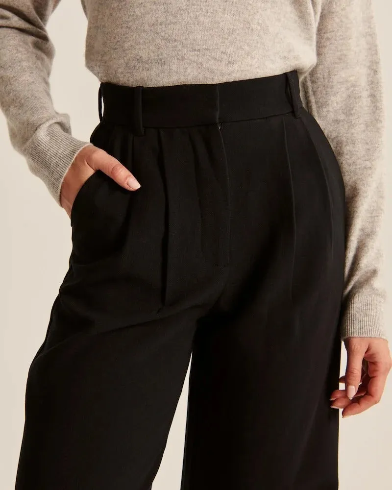 Black Wide Leg Tailored Pant