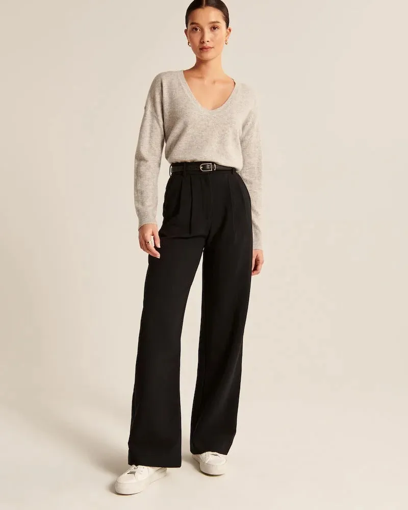 Black Wide Leg Tailored Pant