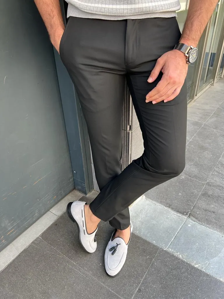 Bojoni Veneta Slim Fit Black Trousers