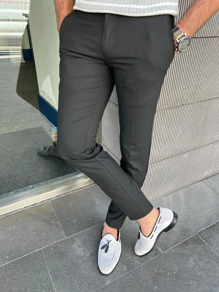 Bojoni Veneta Slim Fit Black Trousers