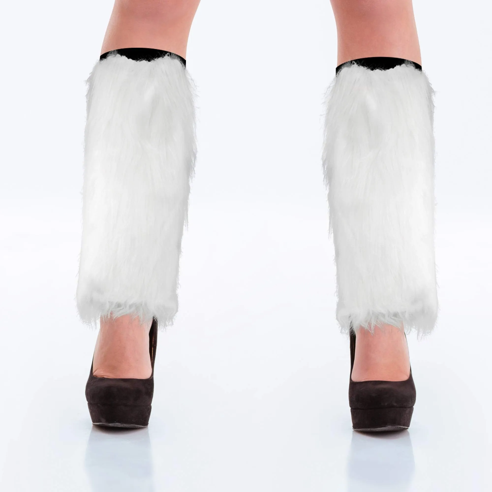 Boot Cuff Leg Warmers - Fluffy White Faux Fur Boots Warmer Cuffs for Women and Girls