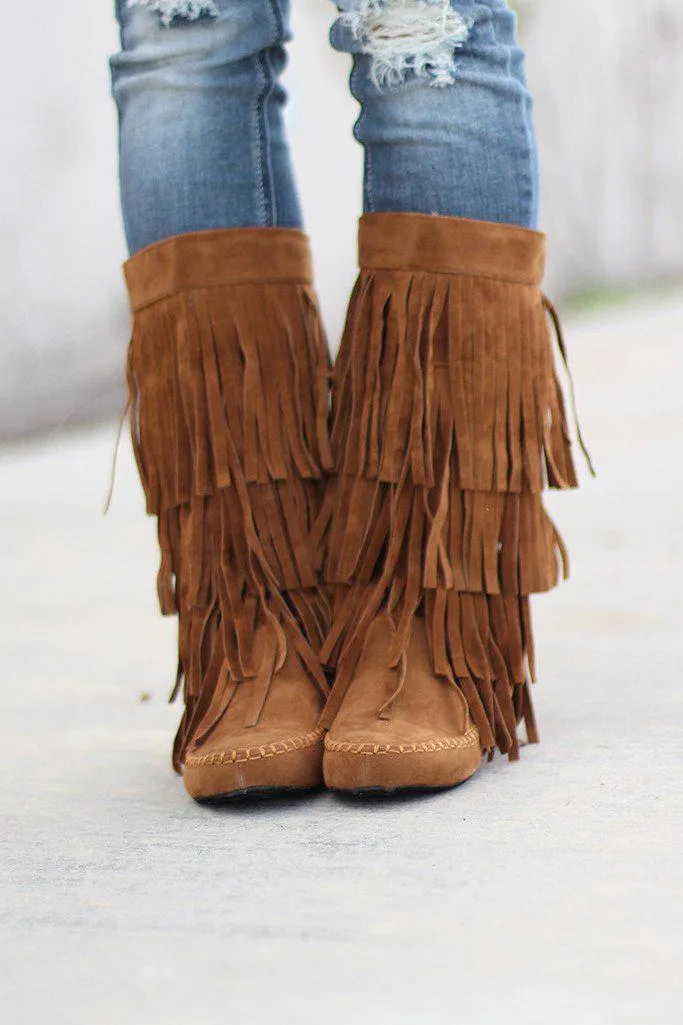 Brown Fringe Boots