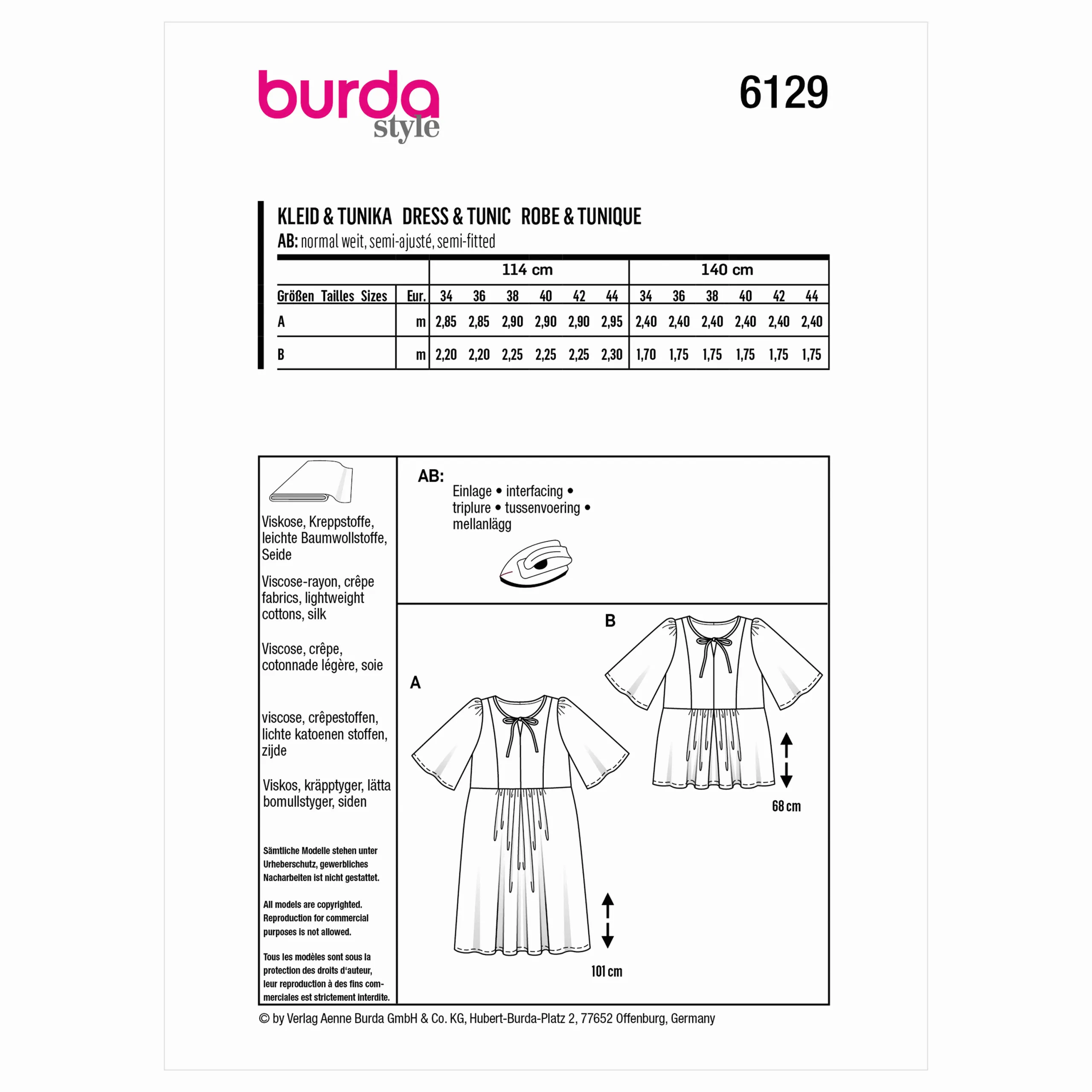 Burda Dress and Tunic Top 6129