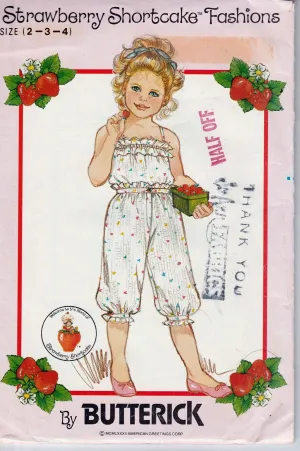 Butterick 4888 Vintage 80's Sewing Pattern Girls Toddler Camisole Knickers Strawberry Shortcake